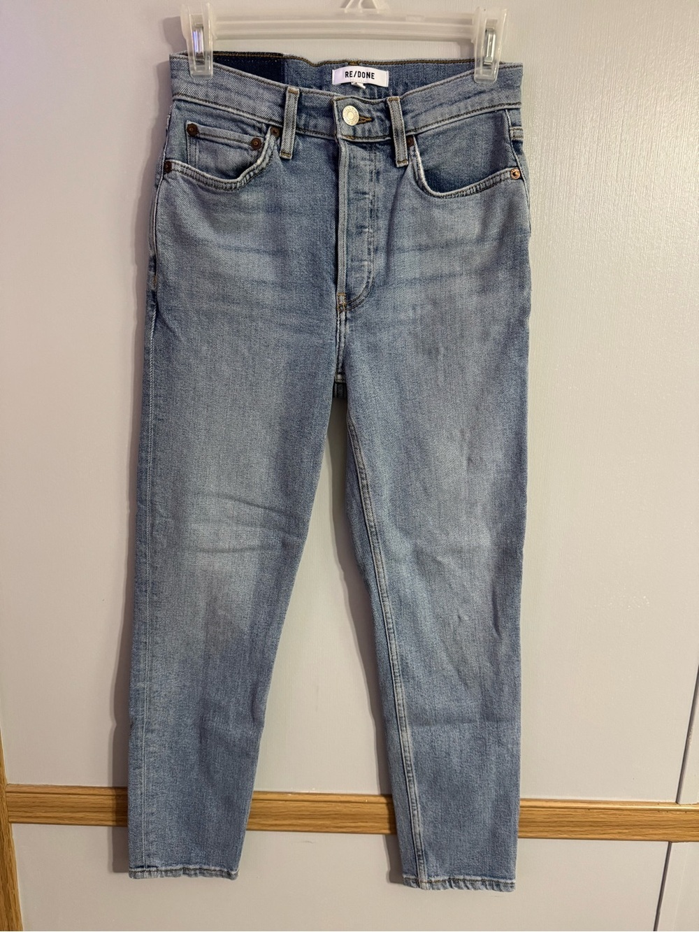 Re/Done Light Wash High Rise Ankle Crop Size 25
